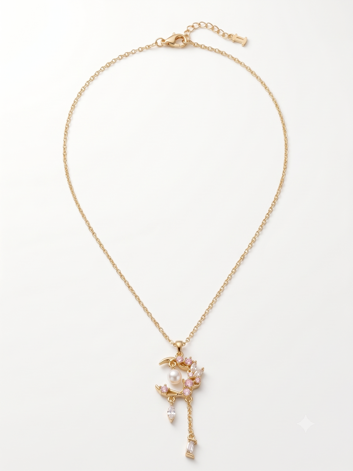 The Celestial Pearl & Crystal Crescent Necklace
