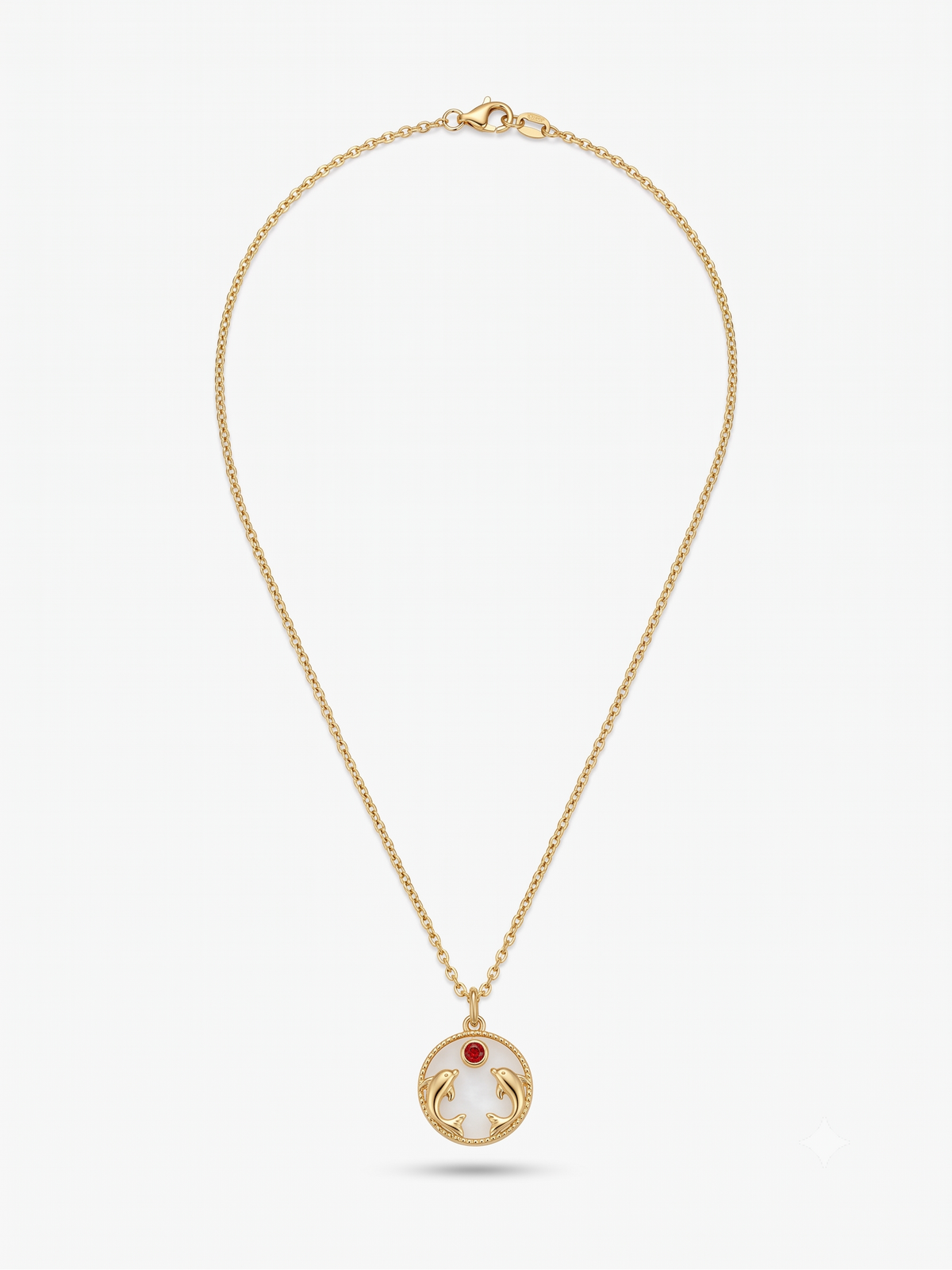 Dolphin Necklace with Ruby-Tone Accent