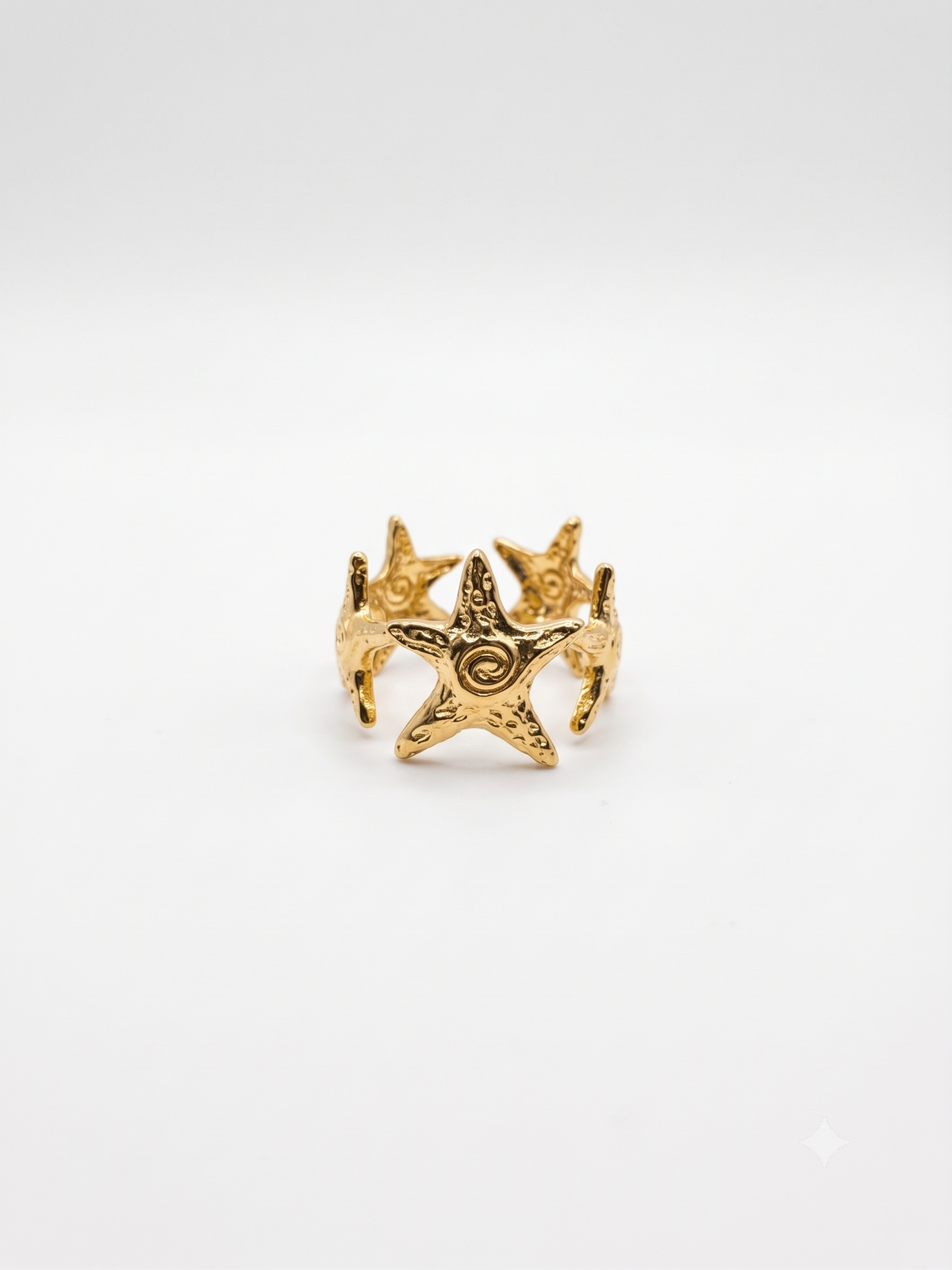 Scupltural Gold Starfish Crown Ring