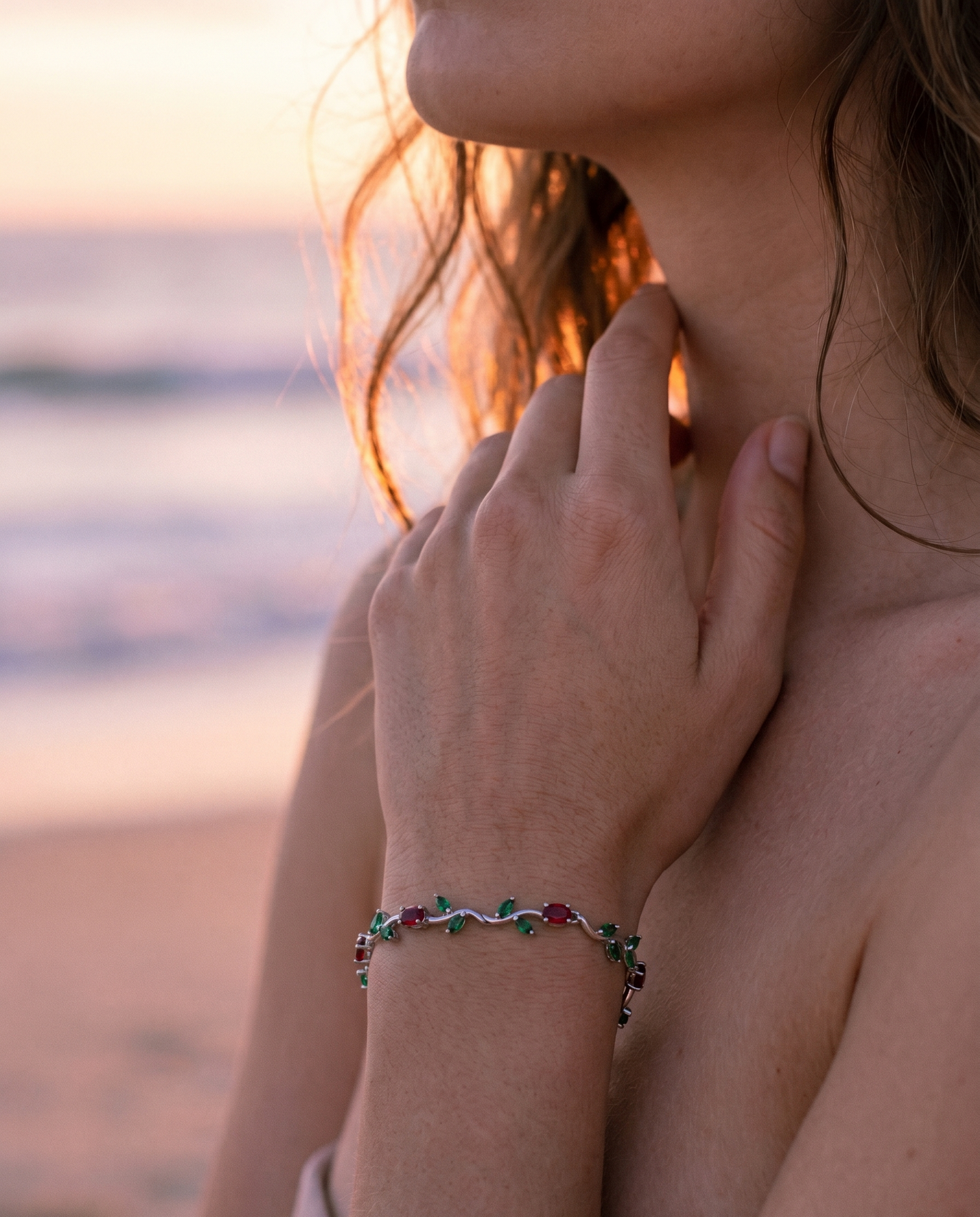 The Enchanted Ruby & Emerald Vine Bracelet