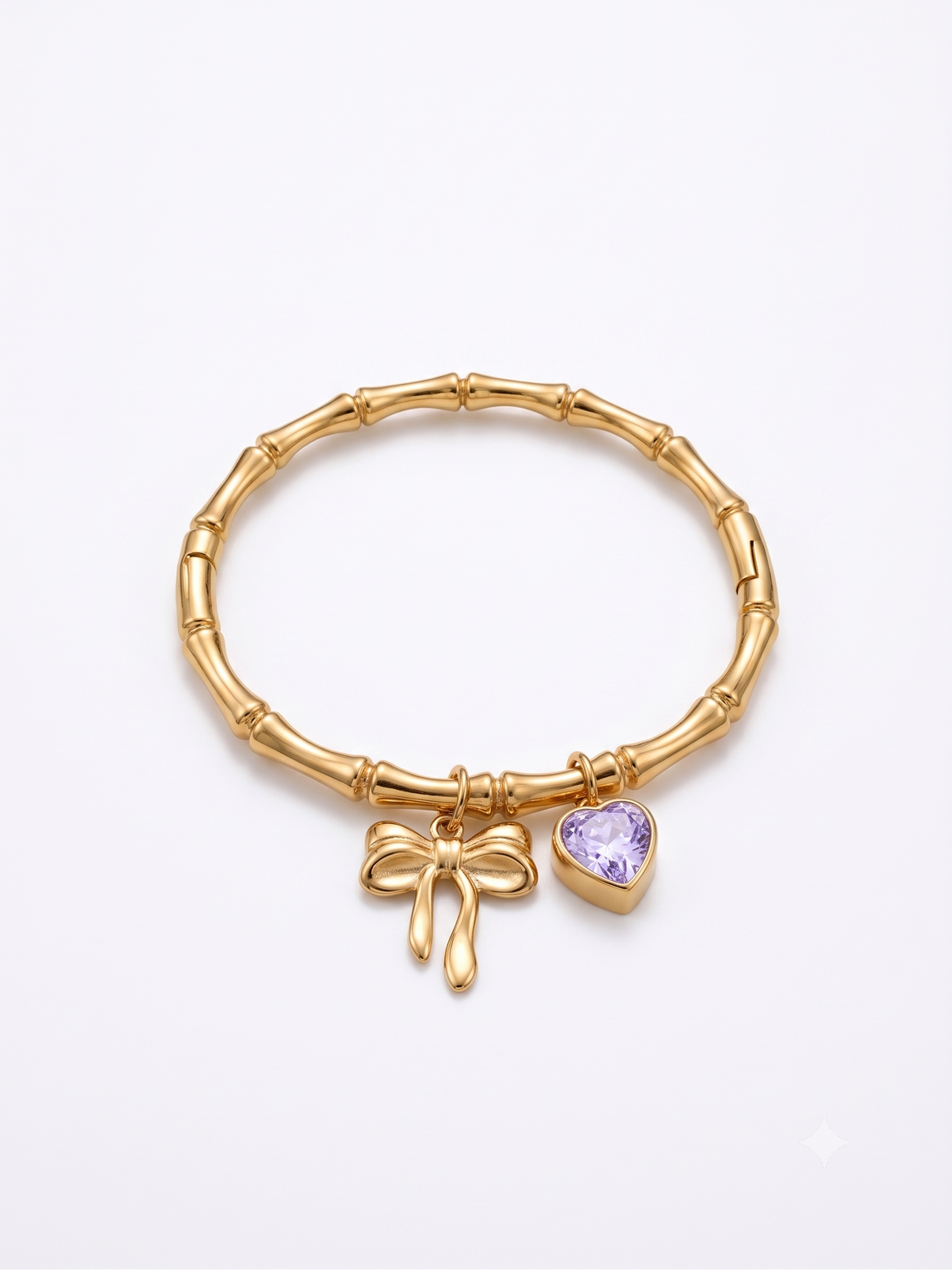 The Lavender Heart & Ribbon Bamboo Bangle