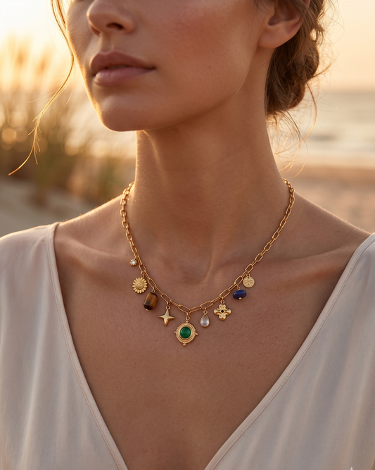 The Riviera Gemstone Charm Necklace