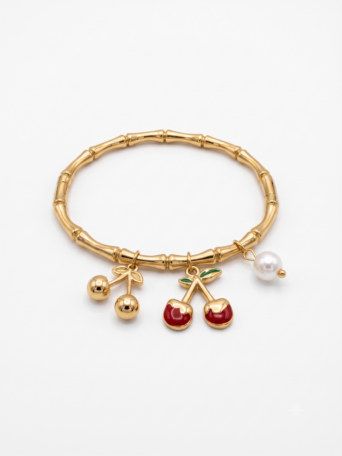 The Double Cherry & Pearl Charm Bangle