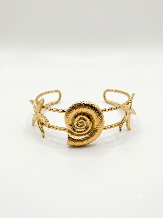 The Nautilus Spiral & Starfish Cuff