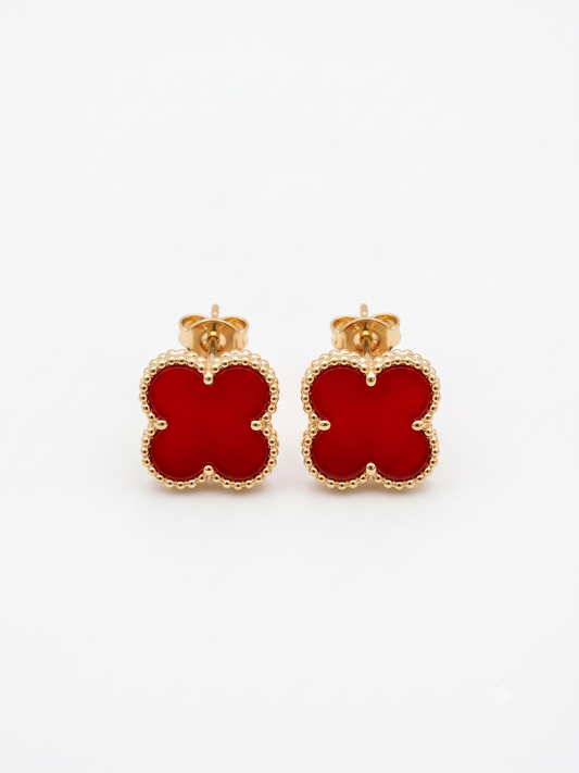 The Scarlet Quatrefoil Stud Earrings
