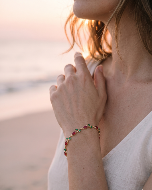 The Golden Ruby & Emerald Vine Bracelet