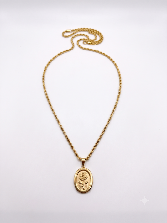 Vintage Rose Pendant Necklace