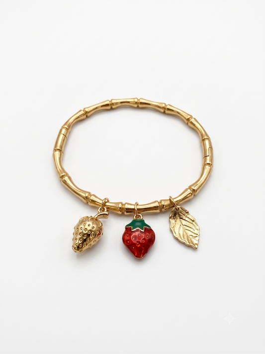 The Wild Strawberry Charm Bamboo Bangle
