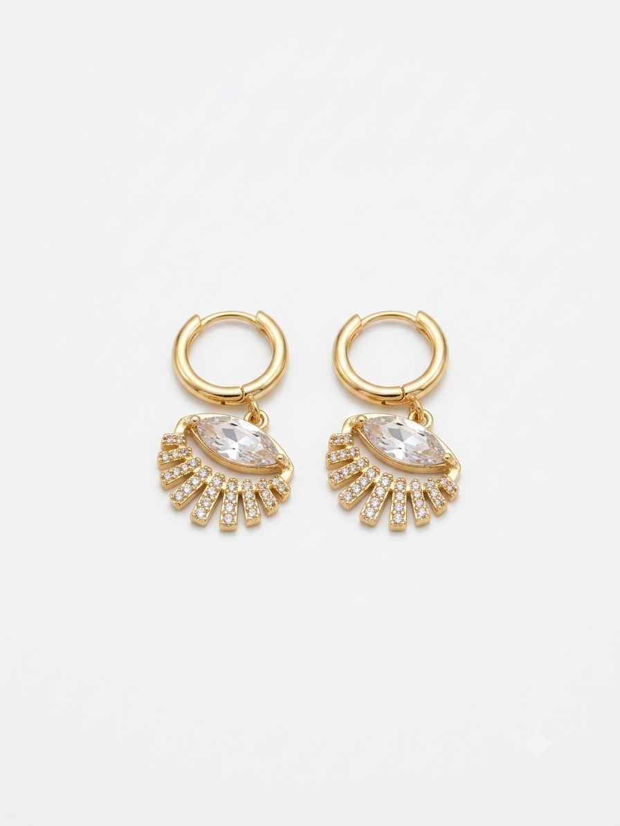 Evil Eye Sunburst Drop Earrings