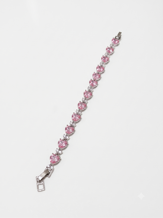 The Juliet Pink Heart Tennis Bracelet