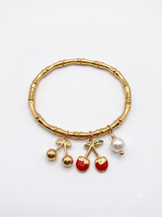 The Orchard Cherry & Pearl Bamboo Bangle